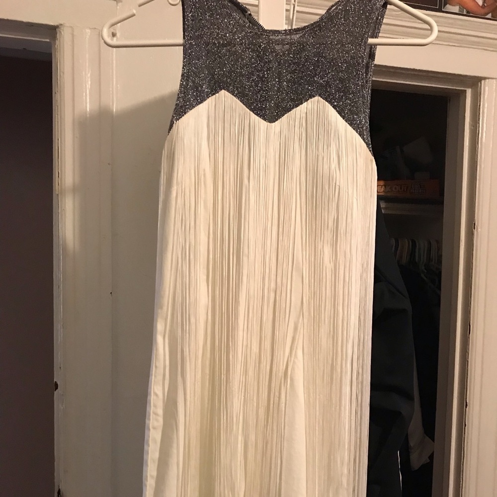 White dress with fringe super cute